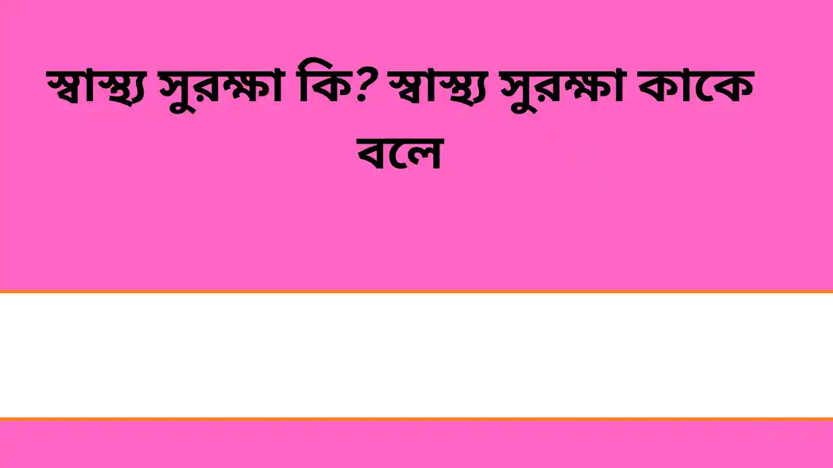 স্বাস্থ্য সুরক্ষা কি